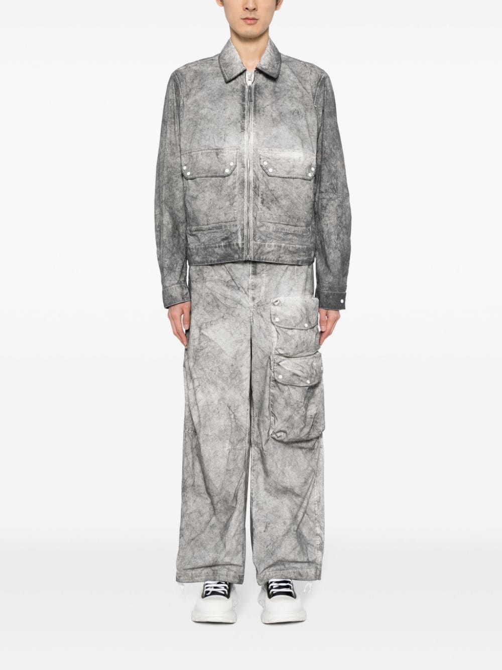 ZIP-UP DISTRESSED-EFFECT SHIRT JACKET - 2