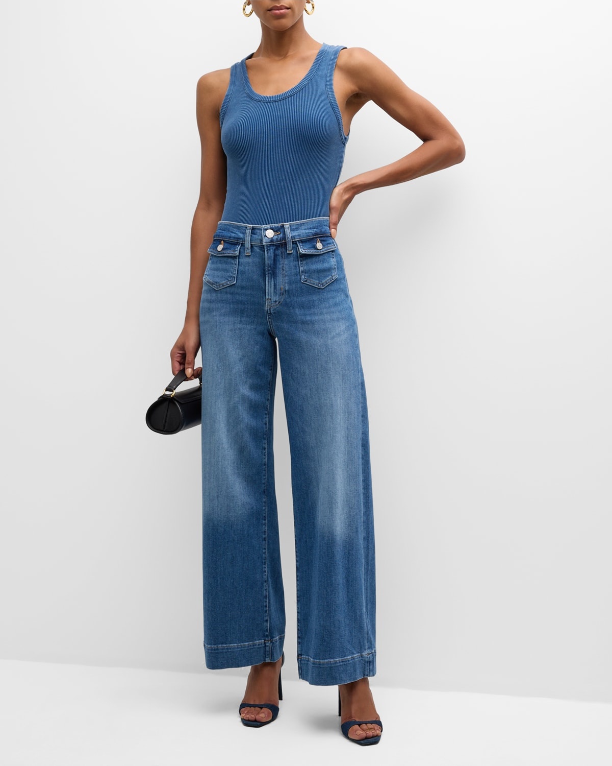 Patch Pocket Slim Palazzo Jeans - 3