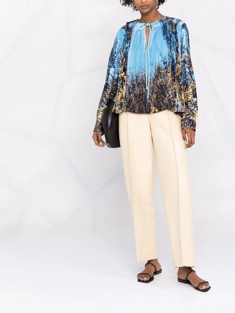Jil Sander abstract-print plissé blouse outlook