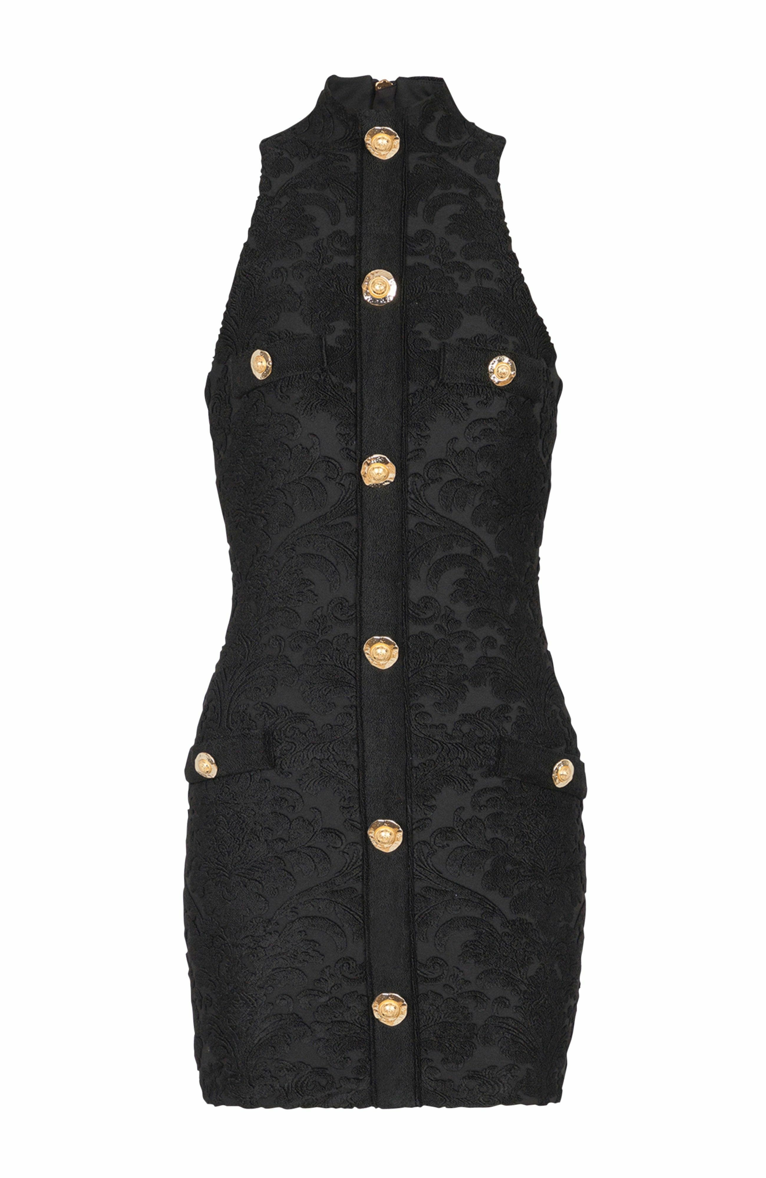 Balmain Baroque pattern short bodycon dress in Black at Nordstrom - 5