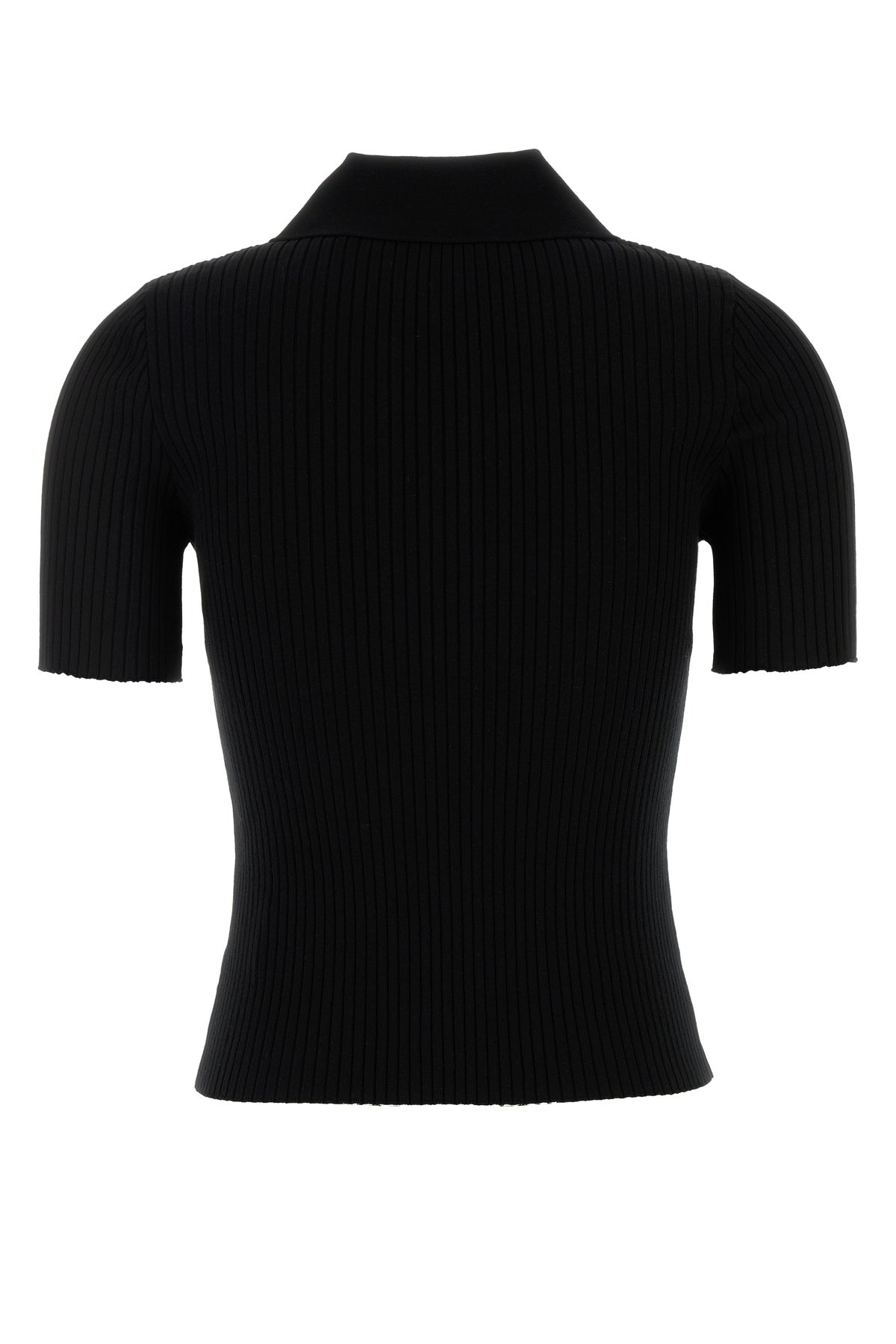 Black viscose blend polo shirt - 2