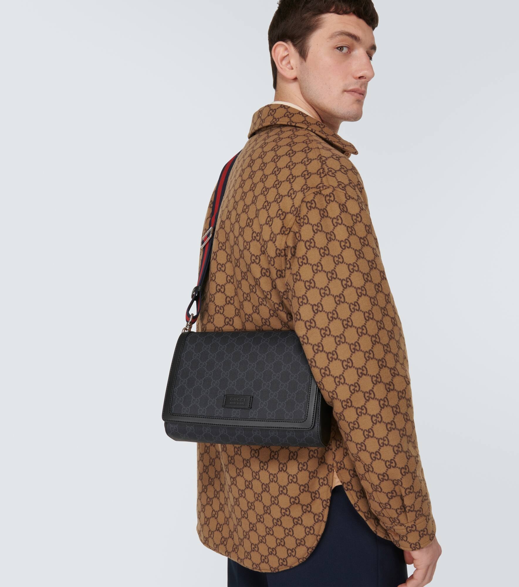 GG leather-trimmed crossbody bag - 3
