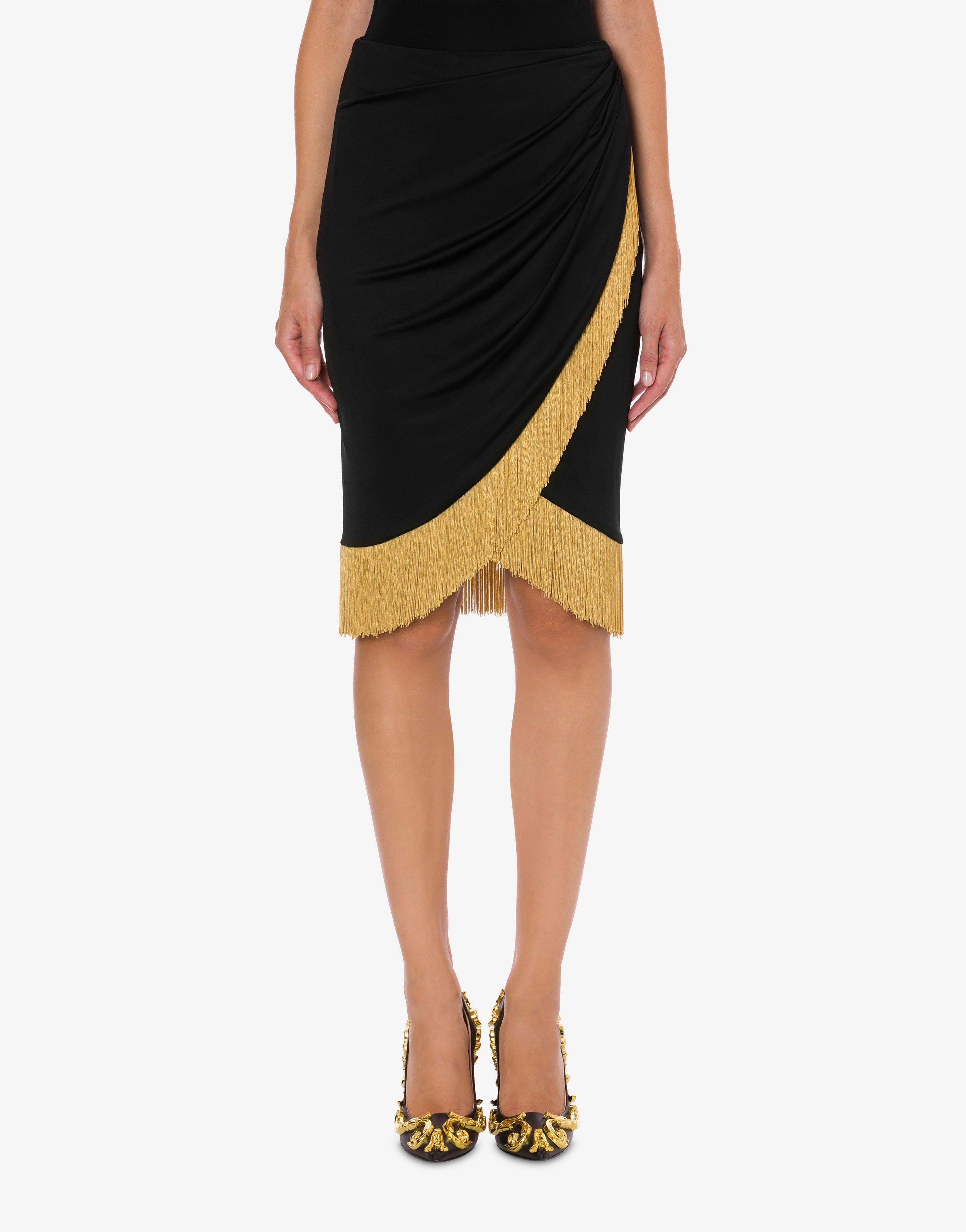STRETCH ORGANZINE SKIRT WITH FRINGING - 2