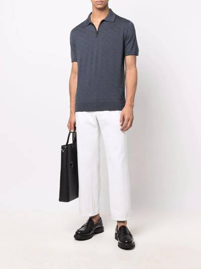 Brioni geometric-pattern wool polo shirt outlook