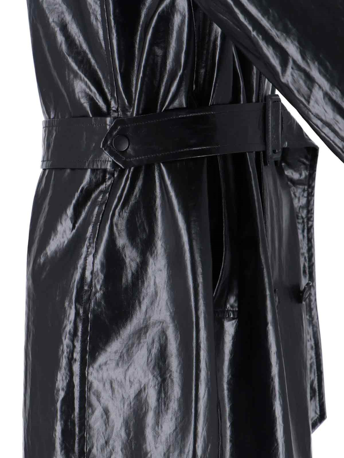 DOUBLE-BREASTED FAUX LEATHER COAT - 3