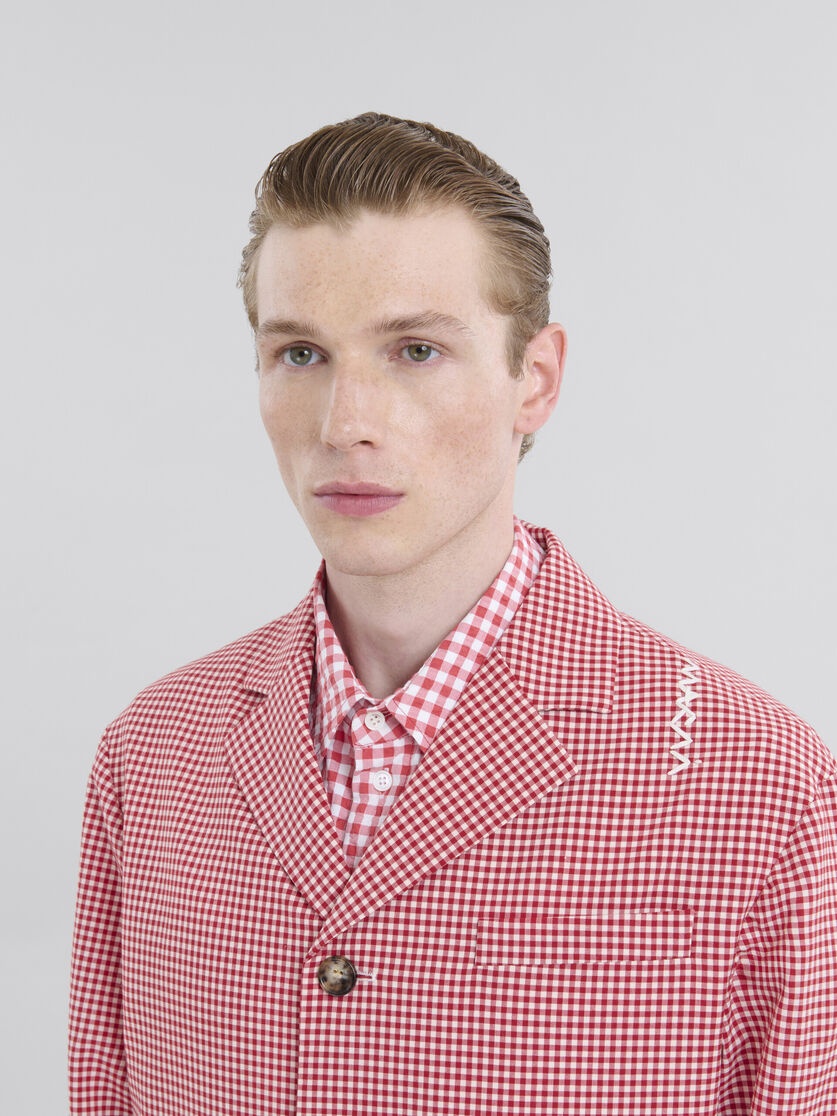 RED AND WHITE GINGHAM WOOL JACKET - 4