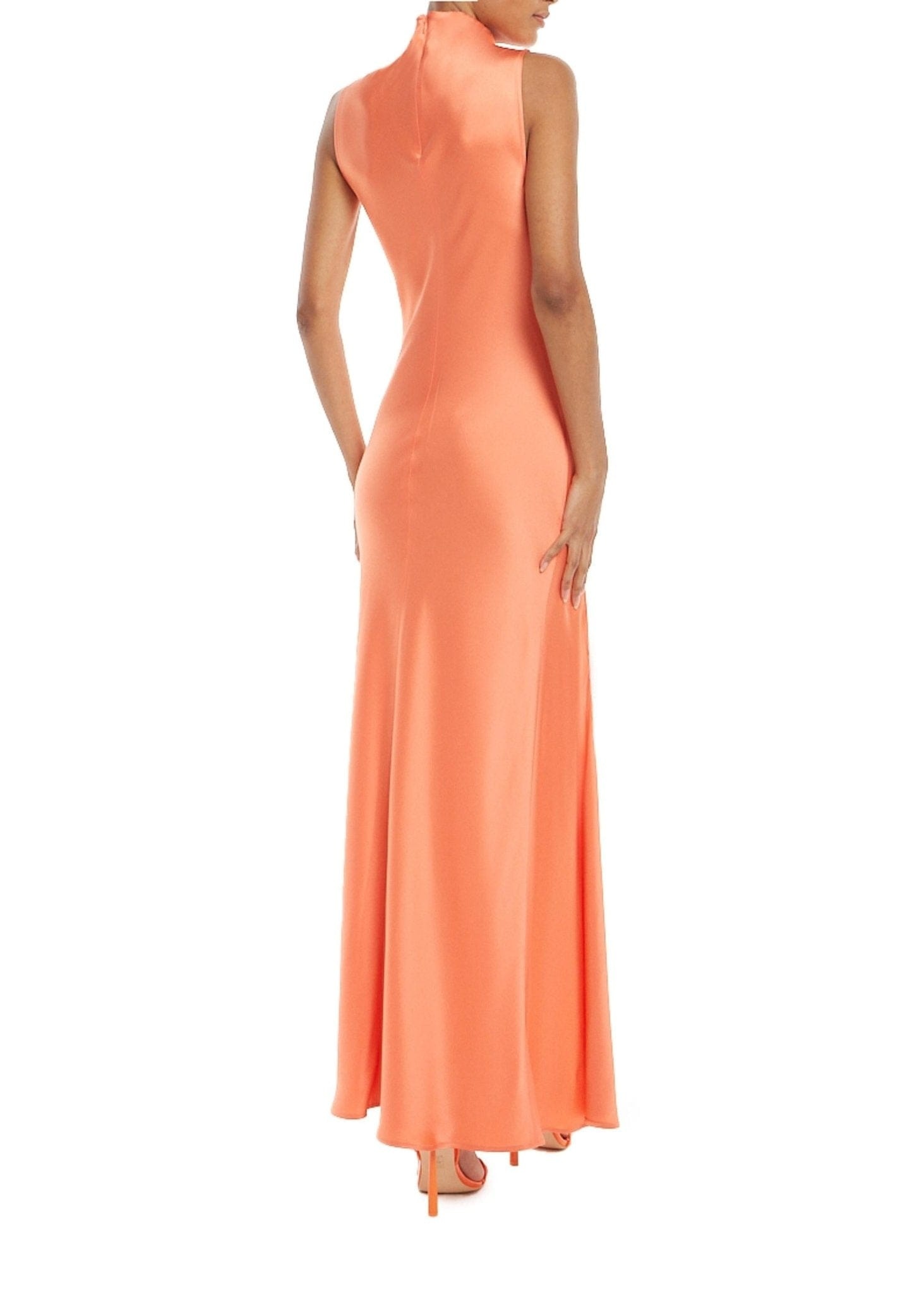 Satin Drape Neck Sleeveless Dress - 3