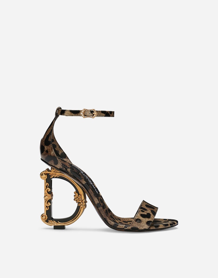 Printed polished calfskin Baroque DG sandals - 1