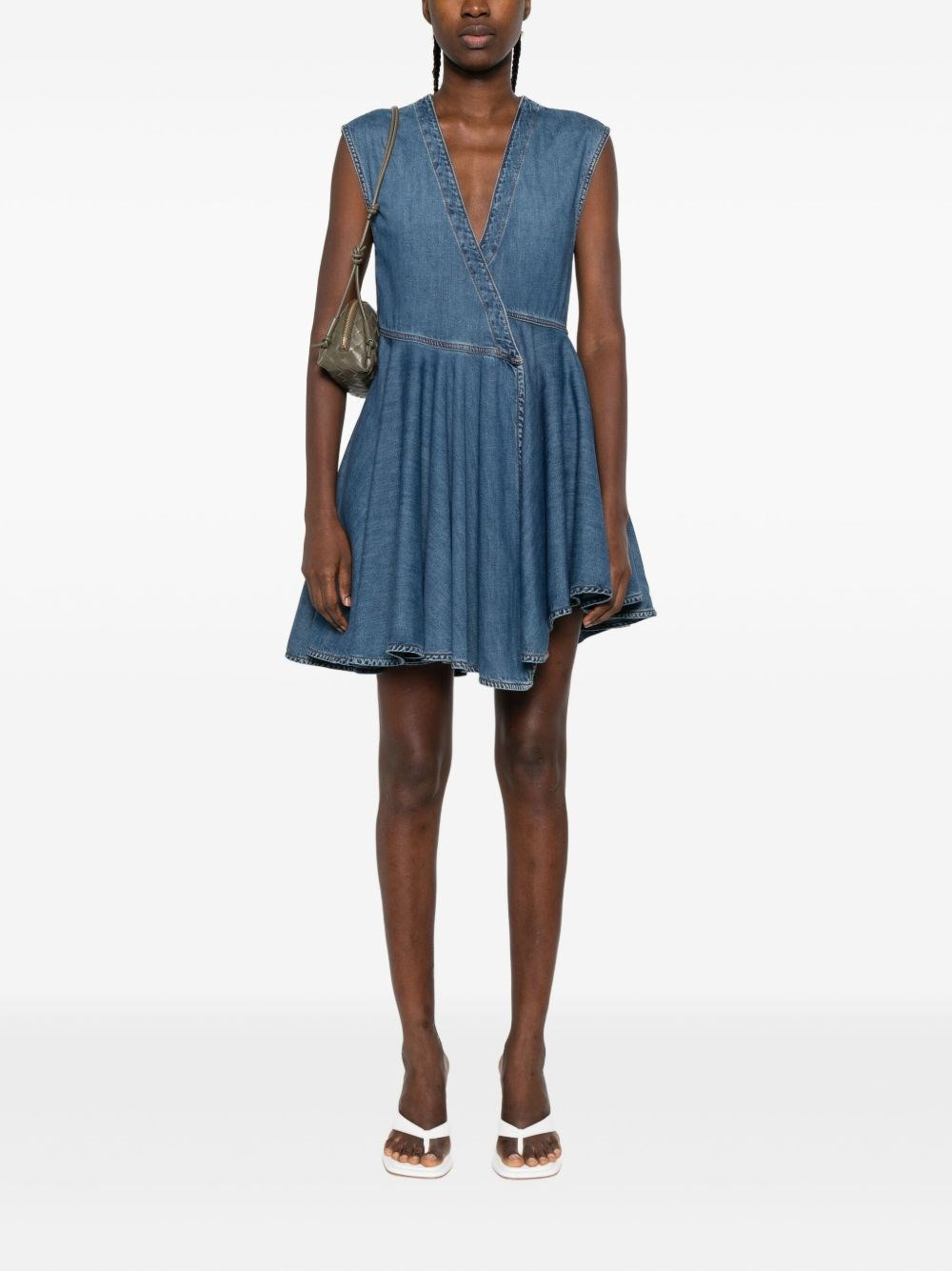 Denim wrap mini dress - 3