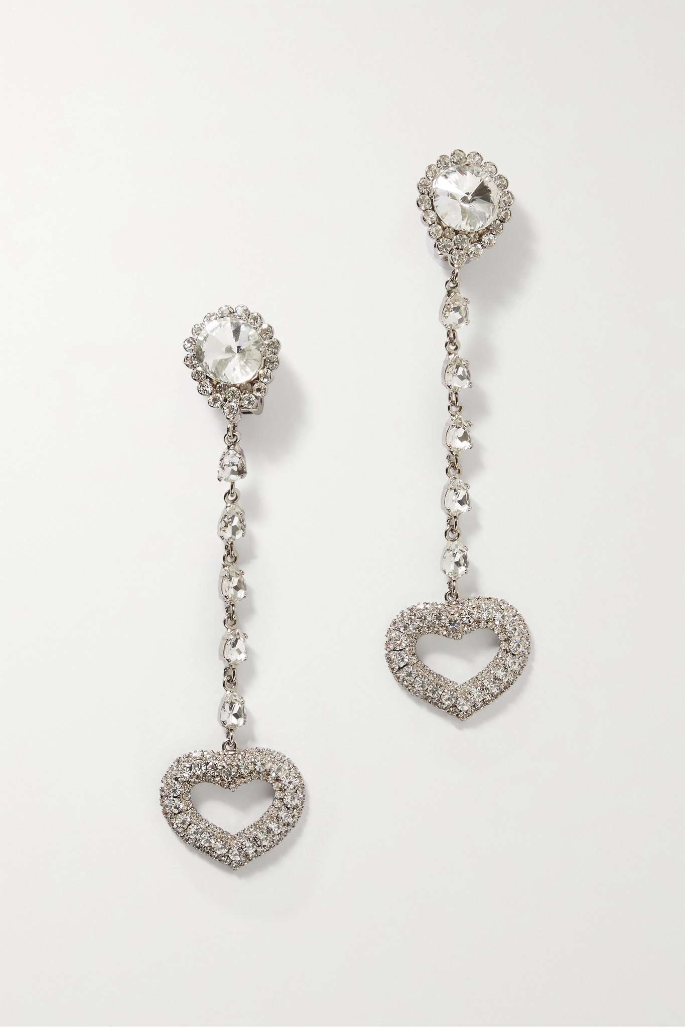 Silver-tone crystal clip earrings - 1