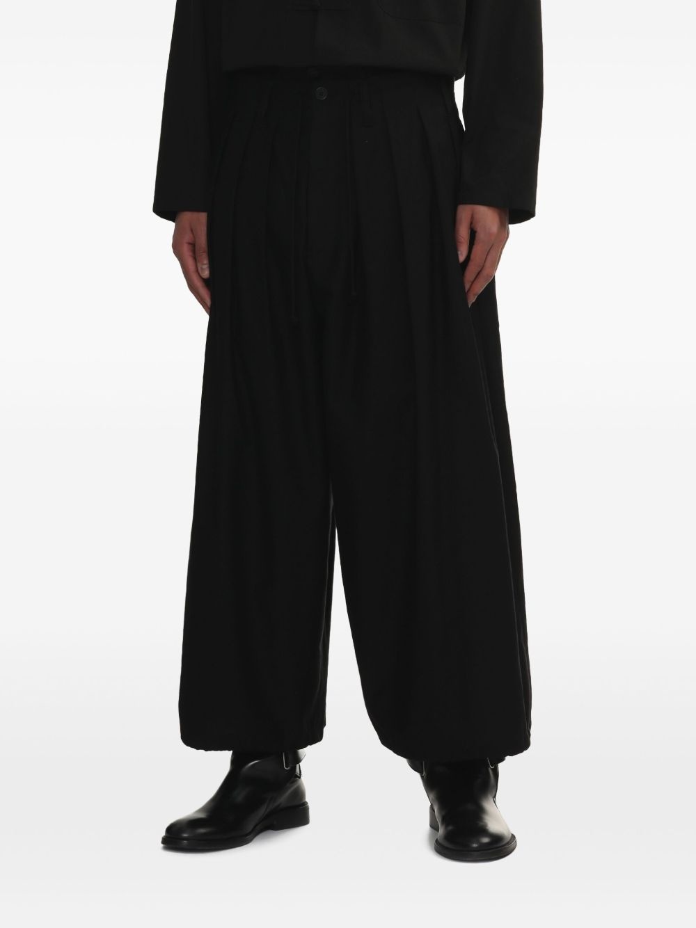 cotton wide-leg trousers - 3