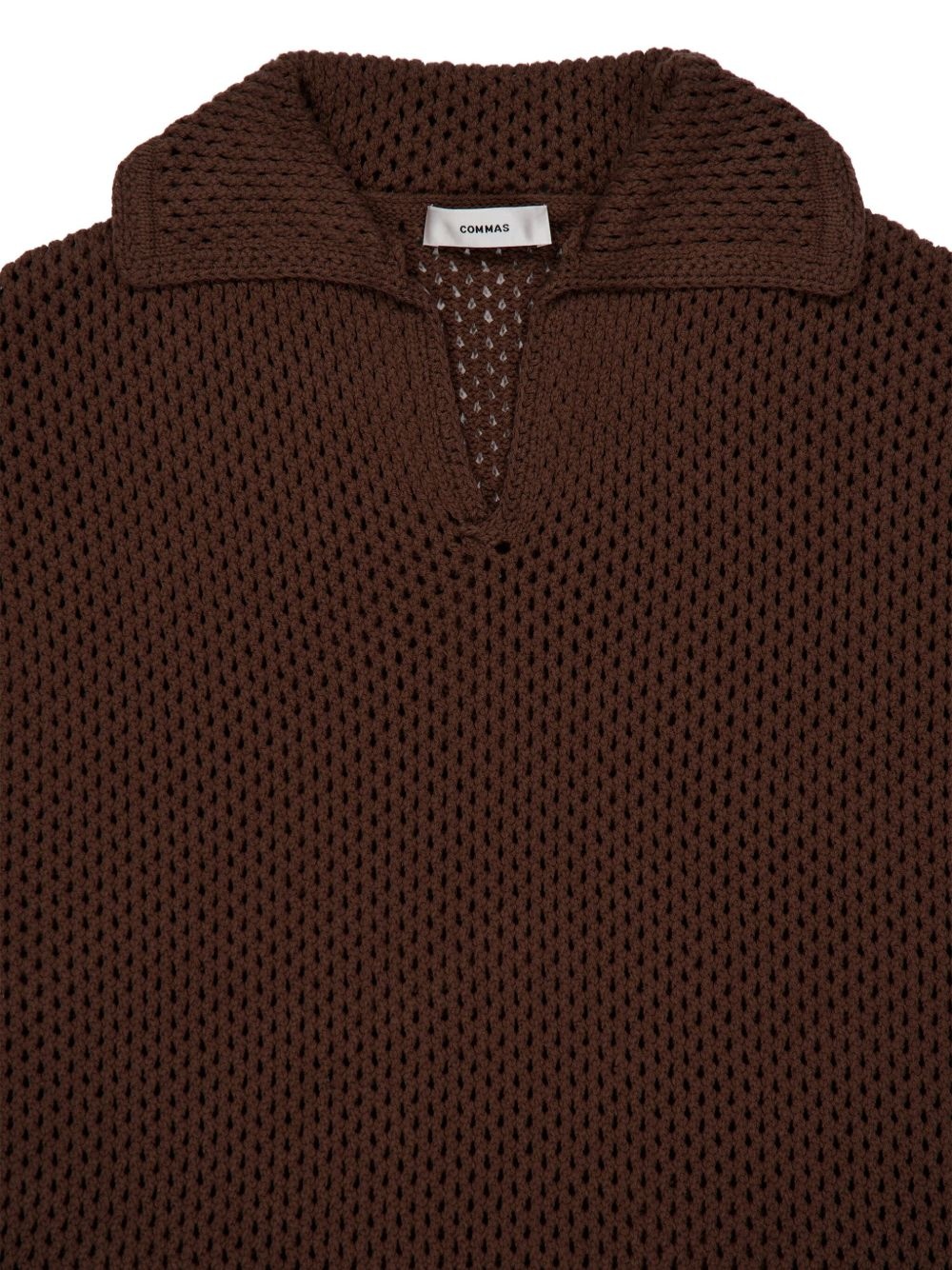 two-tone crochet polo shirt - 3