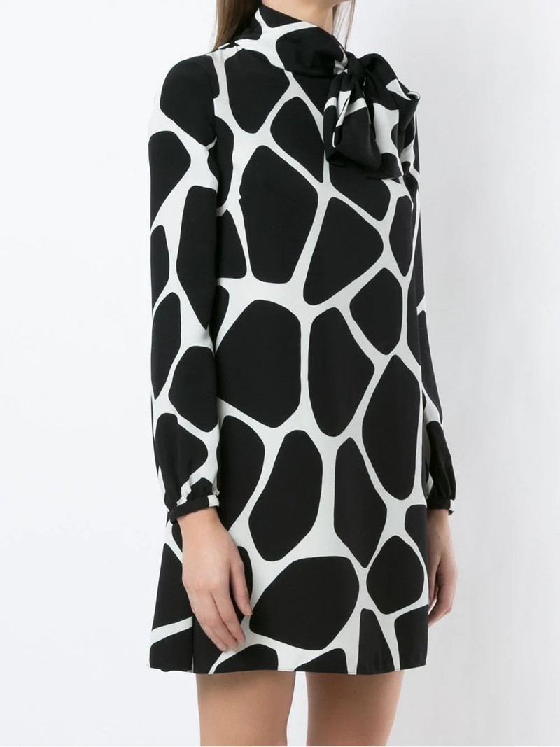 giraffe print silk mini dress 3