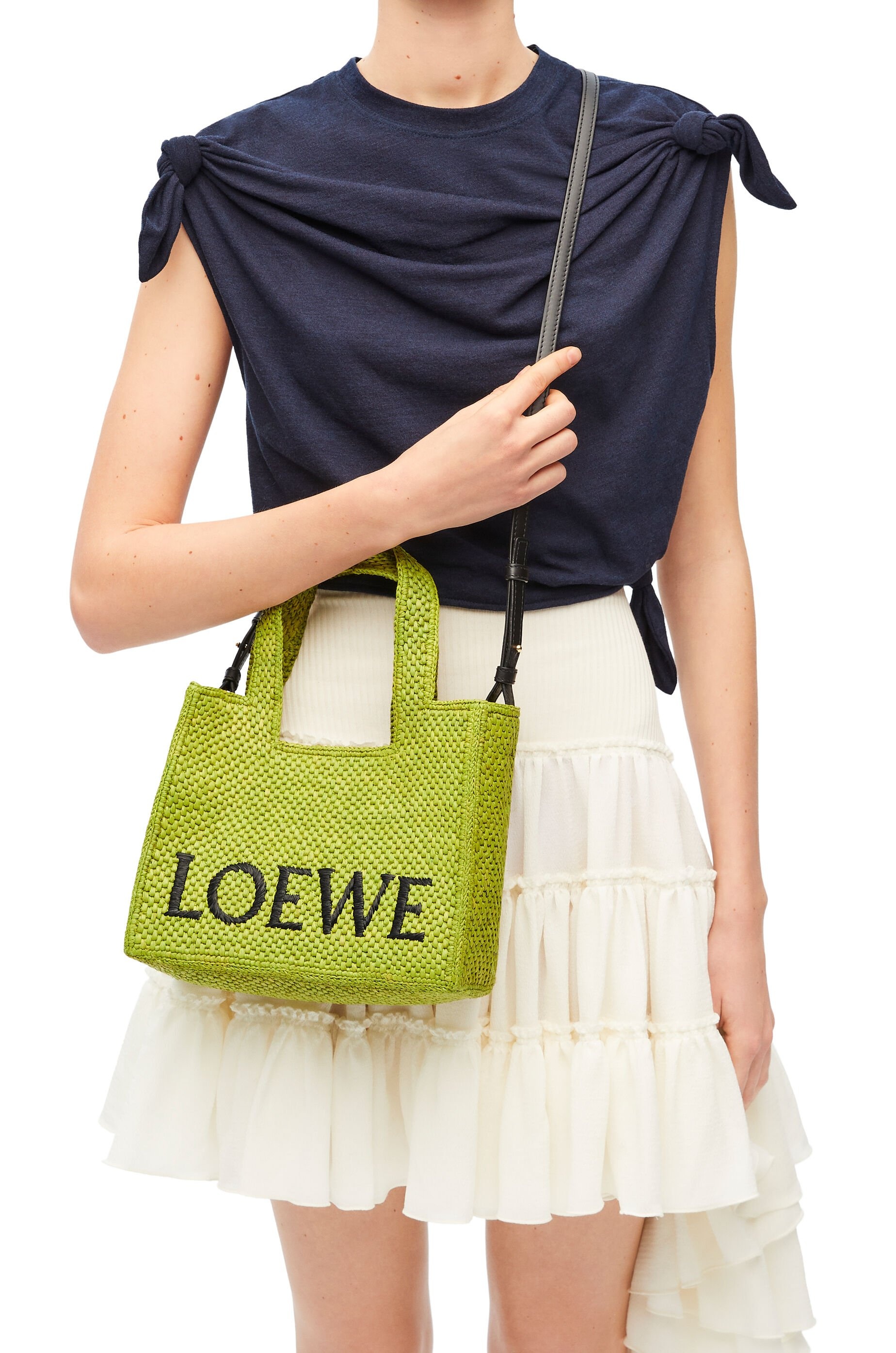 Small LOEWE Font Tote in raffia - 3