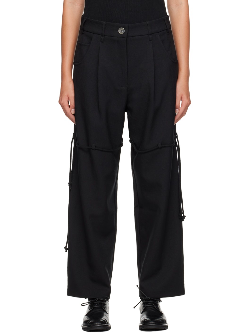 Black Straight-Leg Trousers - 1