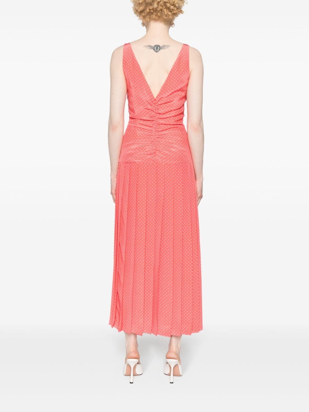 polka dot silk midi dress - 4