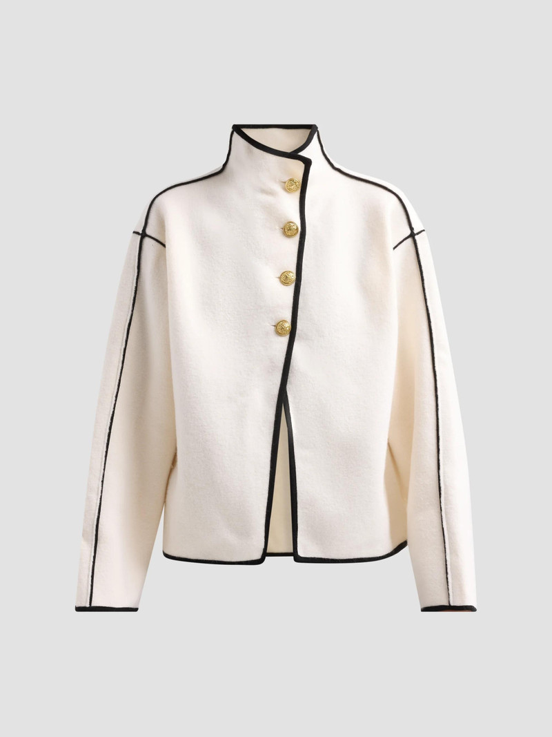 Women's Pearson Collared Sweater Jacket - Soft White Black 1