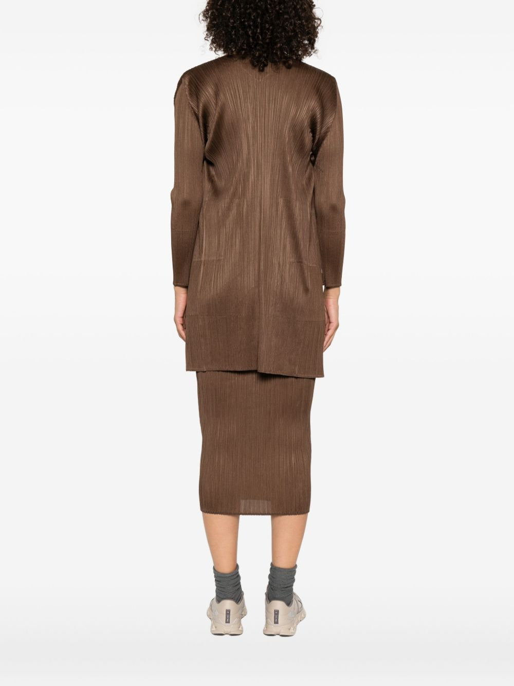 pleated open-front coat - 4
