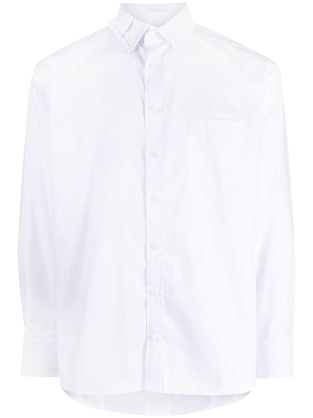 patchwork-detail long-sleeve shirt - 1