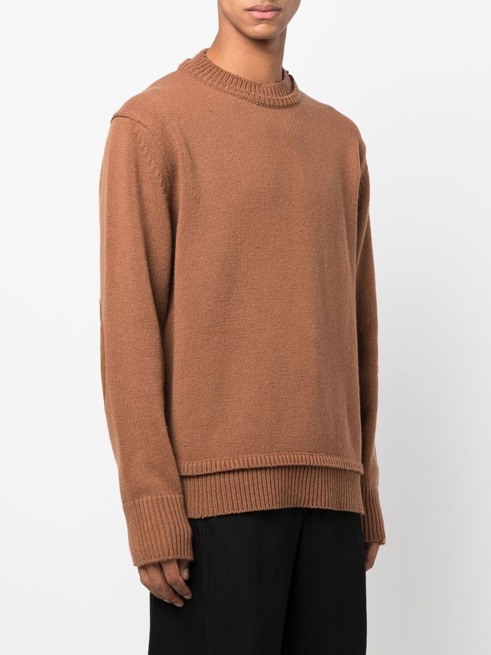 elbow-patch crew neck jumper - 4