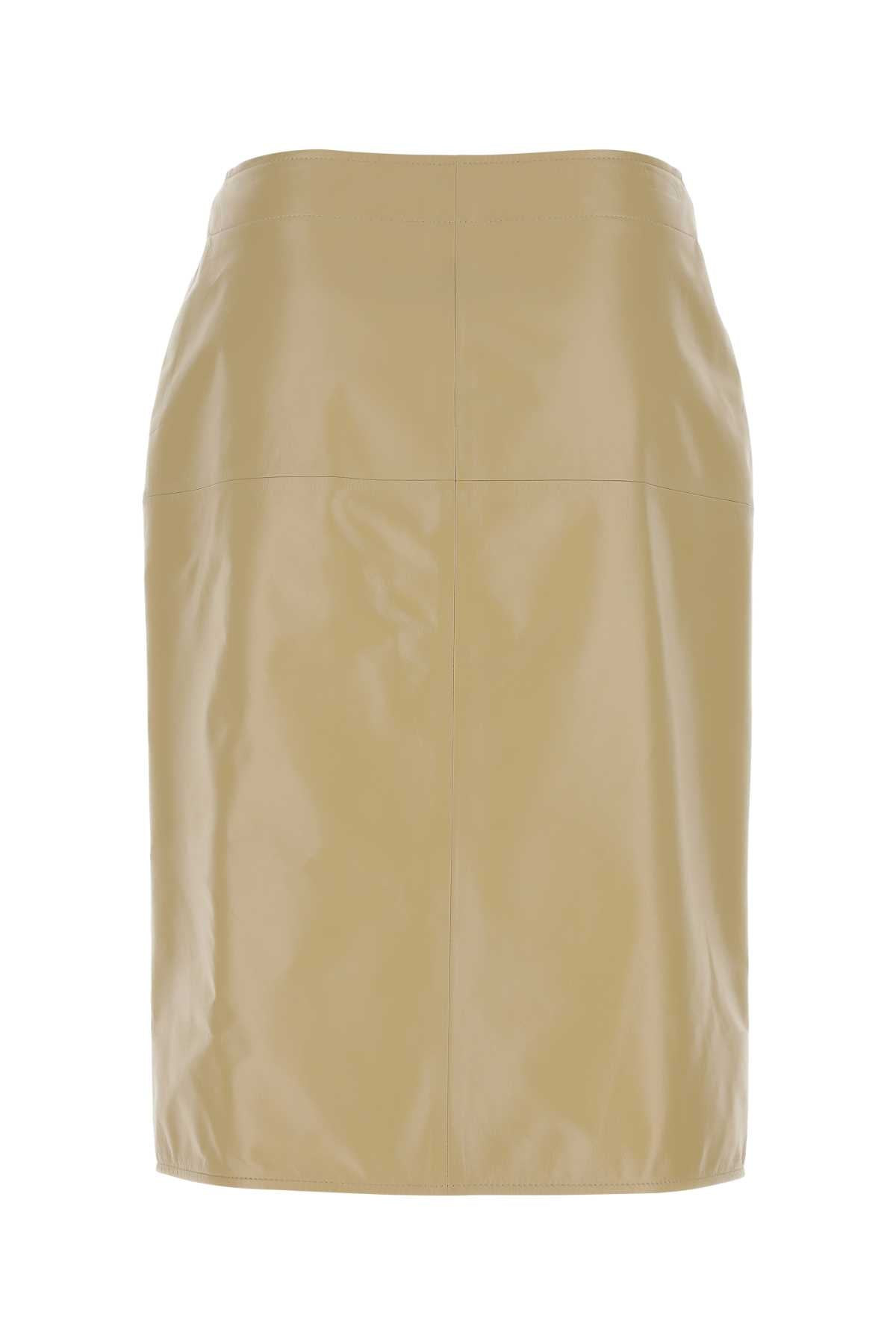 Bottega Veneta Women Beige Leather Skirt - 2