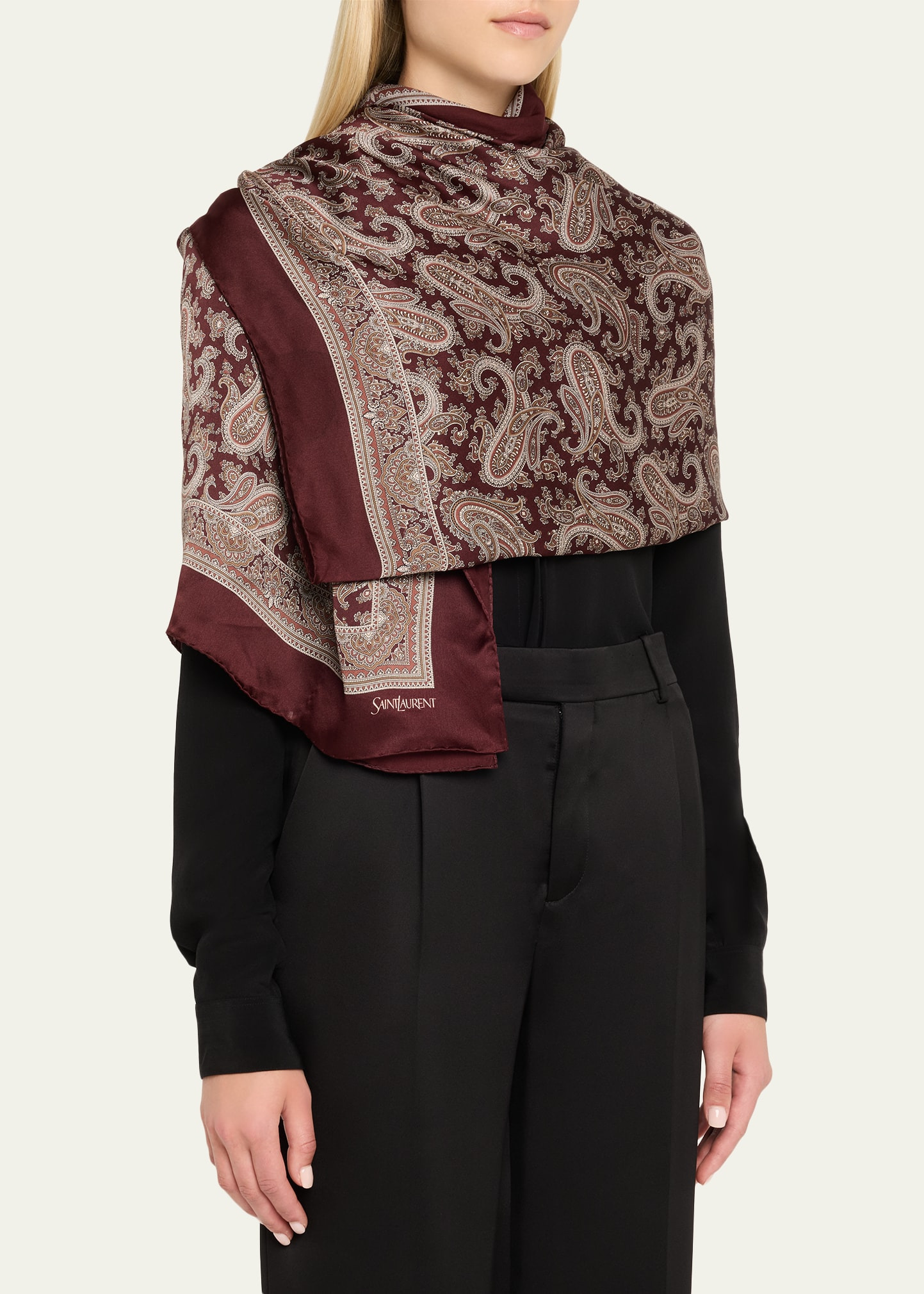 Paisley Silk Charmeuse Scarf - 3