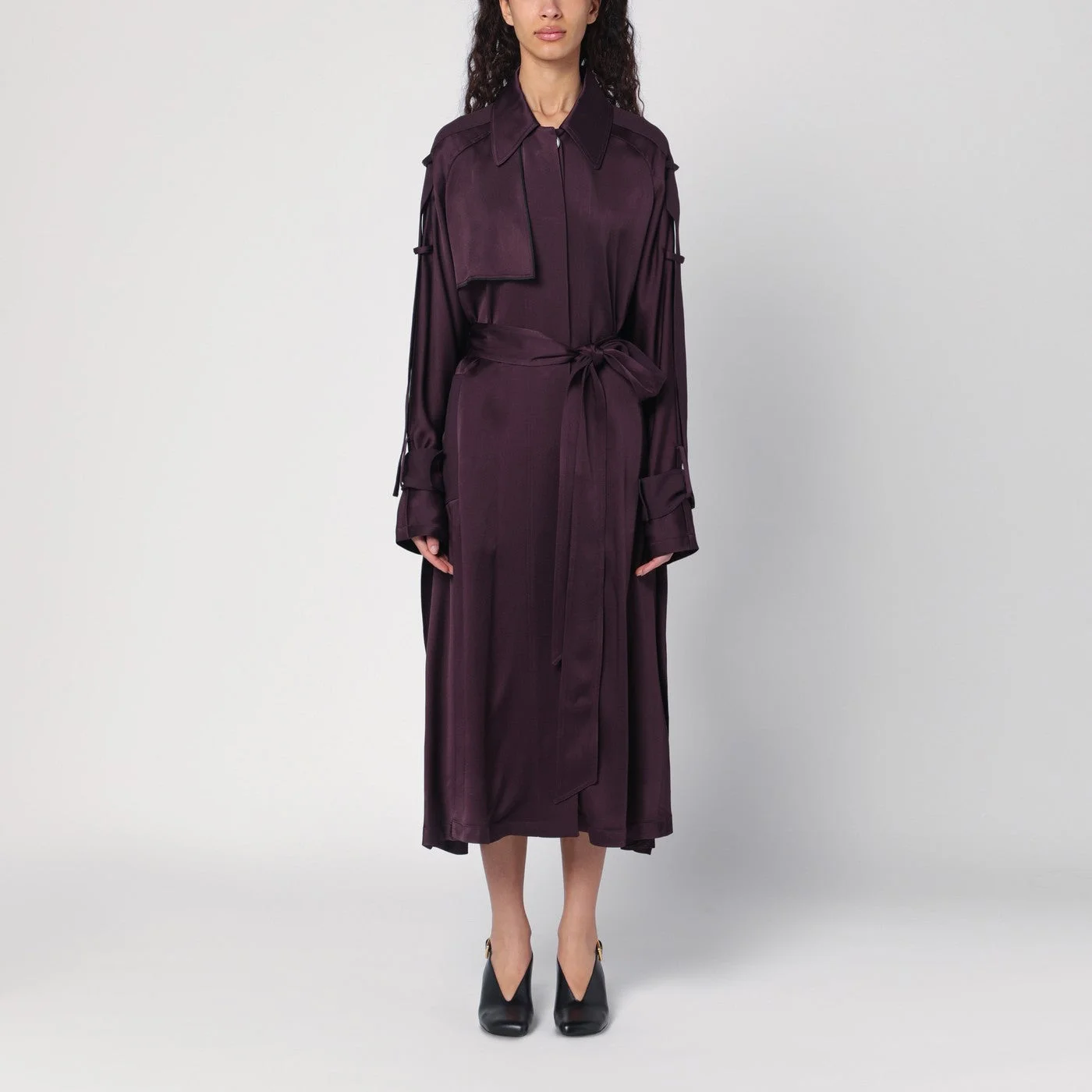 Eggplant colour single-breasted trench coat - 1