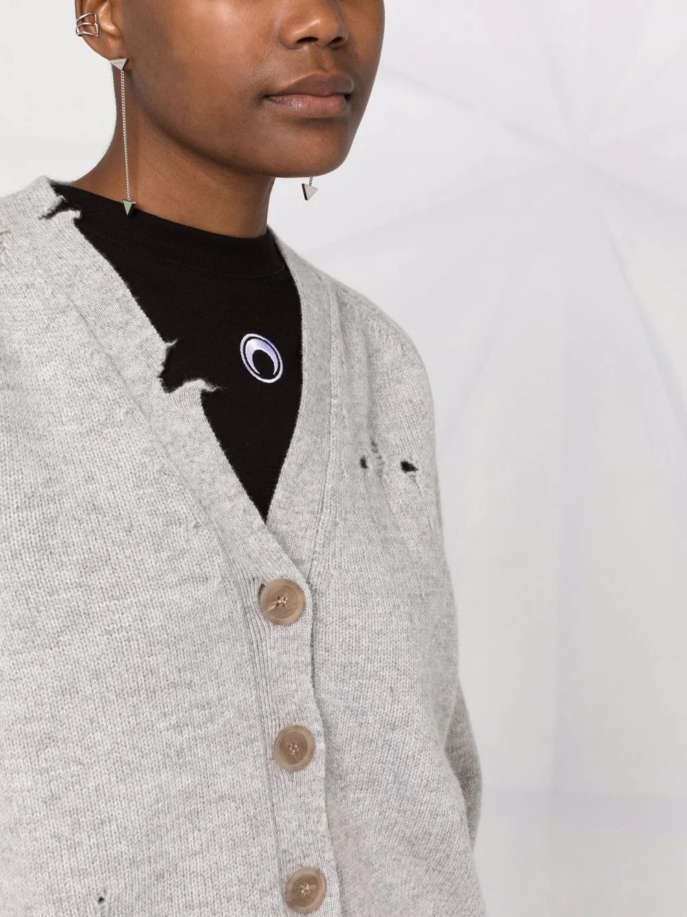 distressed button-down cardigan - 5