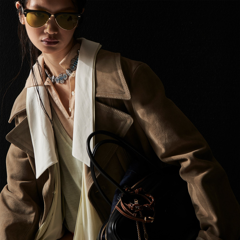 Double-breasted suede coat 6
