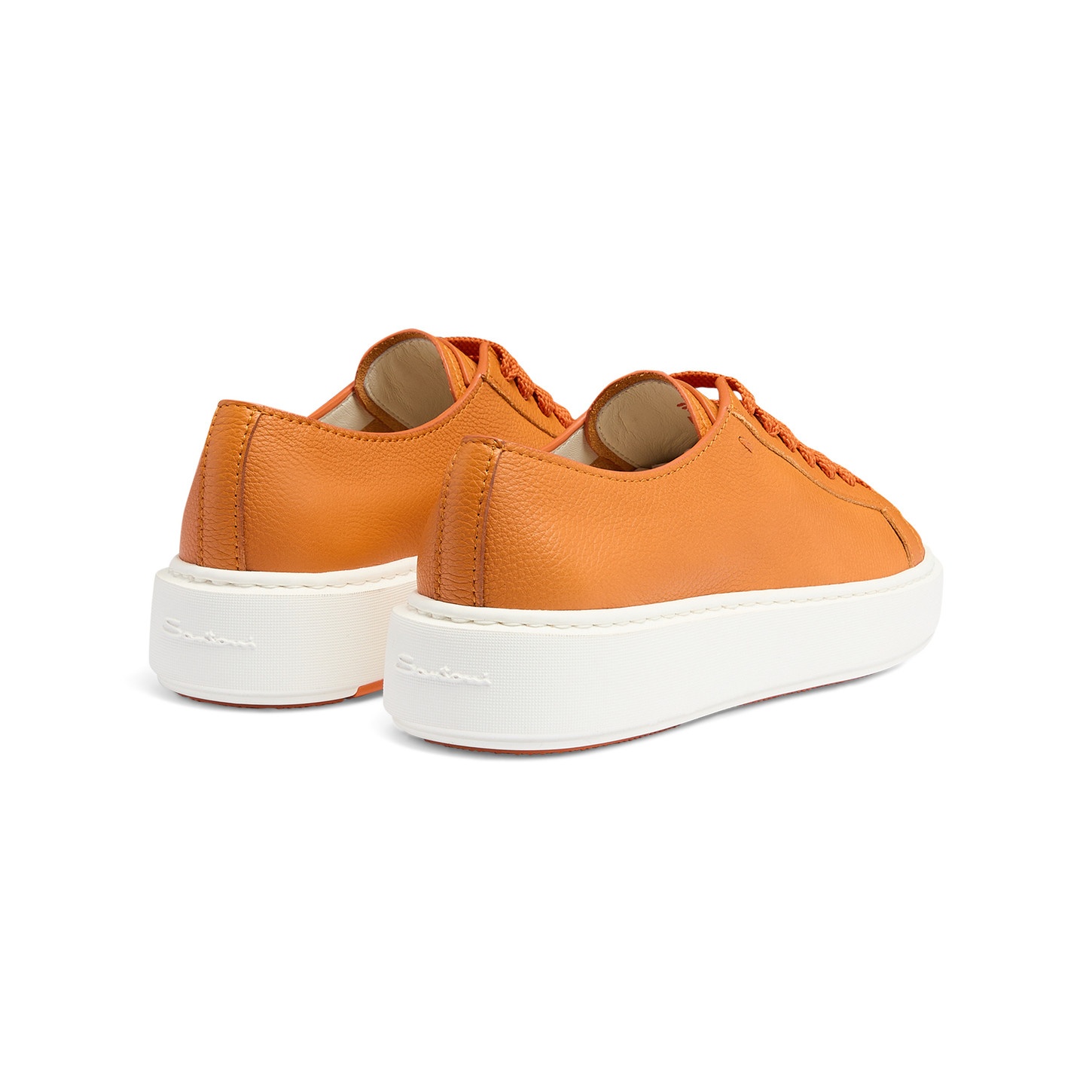 Women's orange tumbled leather sneaker - 4