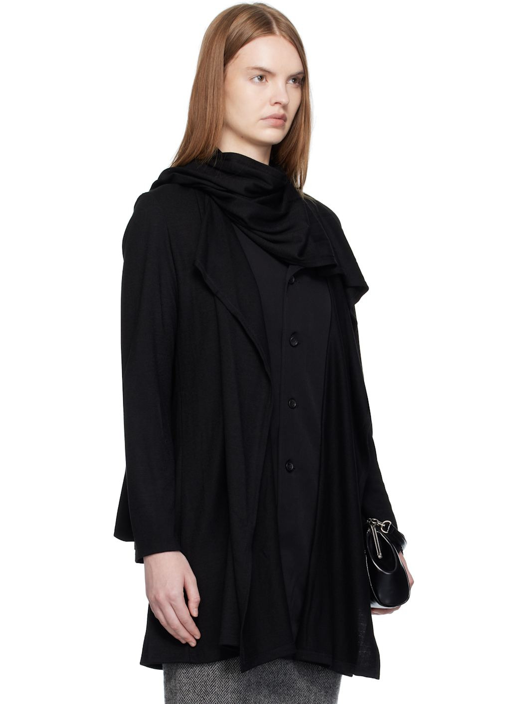 Black Wool Stole Blouse - 2