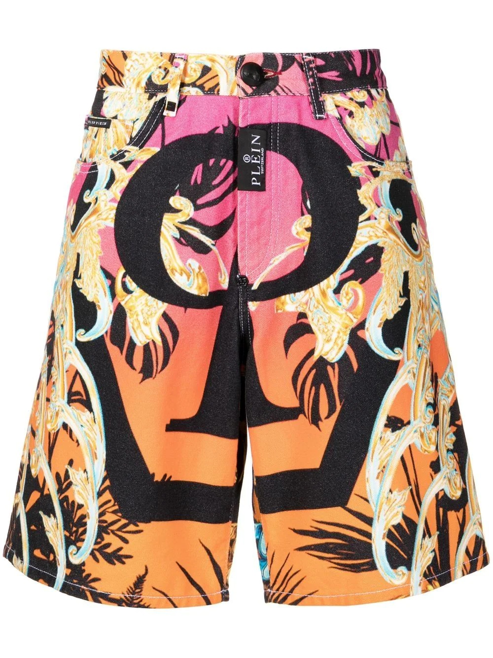 all-over baroque-print shorts - 1