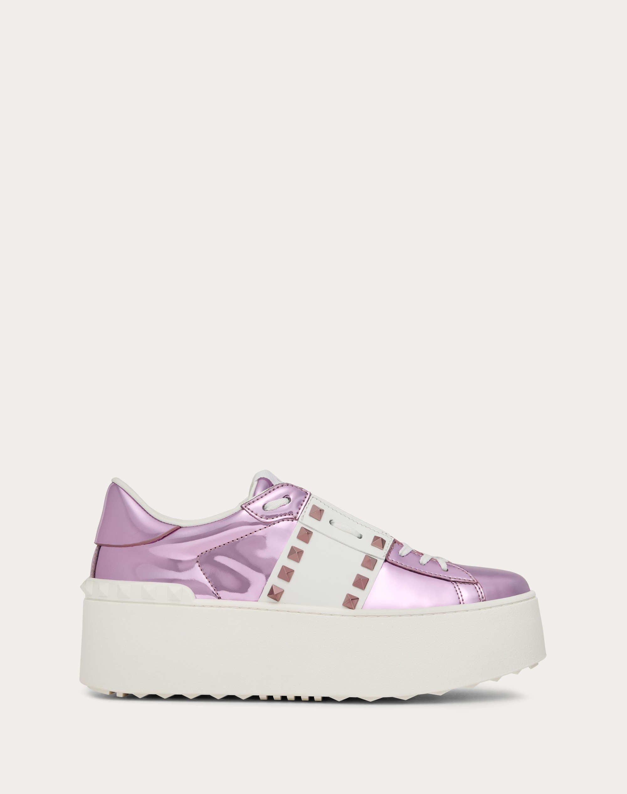 FLATFORM ROCKSTUD UNTITLED MIRROR-EFFECT TRAINER WITH CALFSKIN BAND - 1