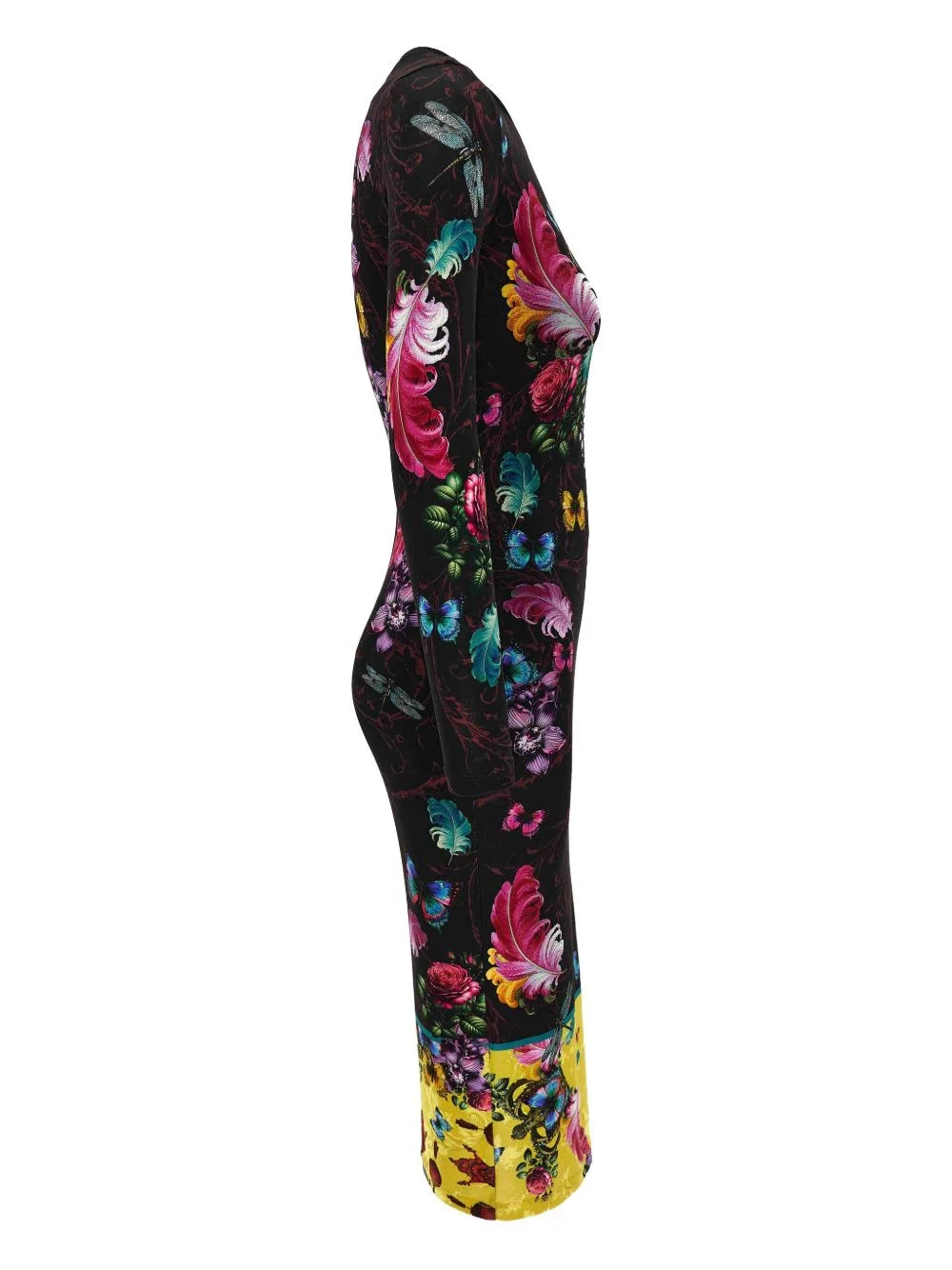 floral-butterfly print midi dress - 1
