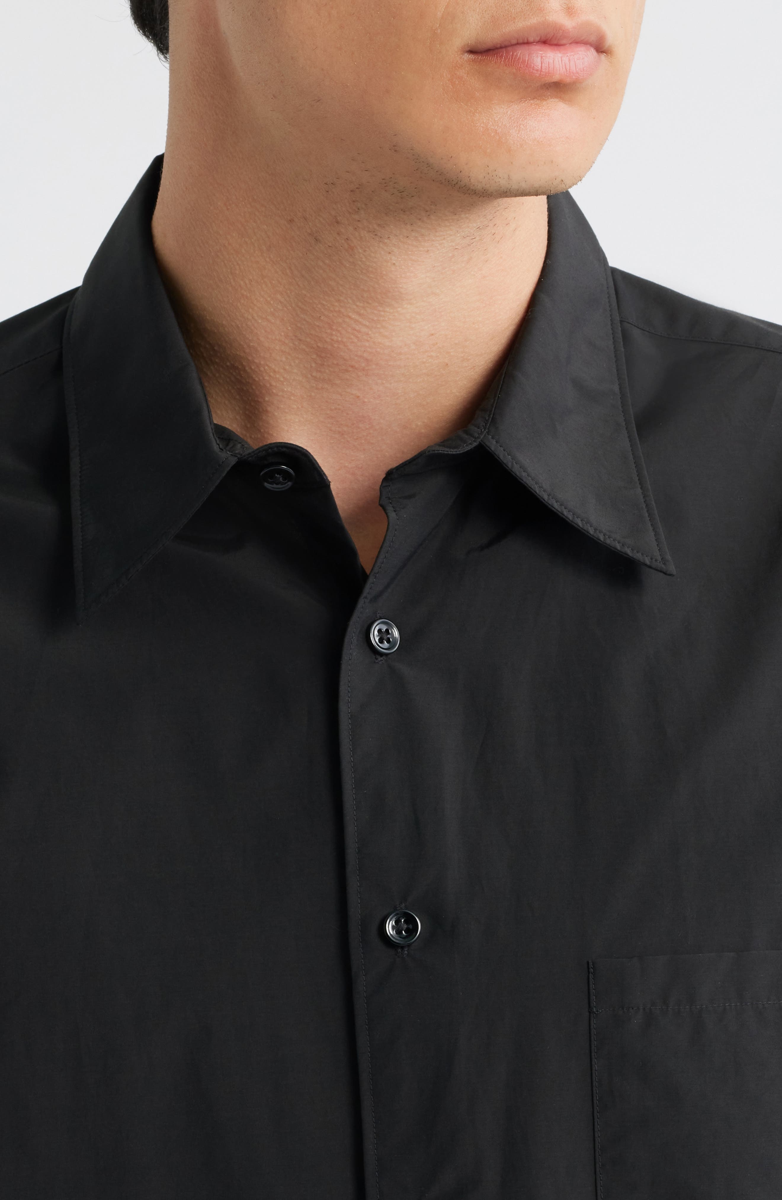 Theory Noll Soft Lawn Short Sleeve Button-Up Shirt in Black at Nordstrom - 2