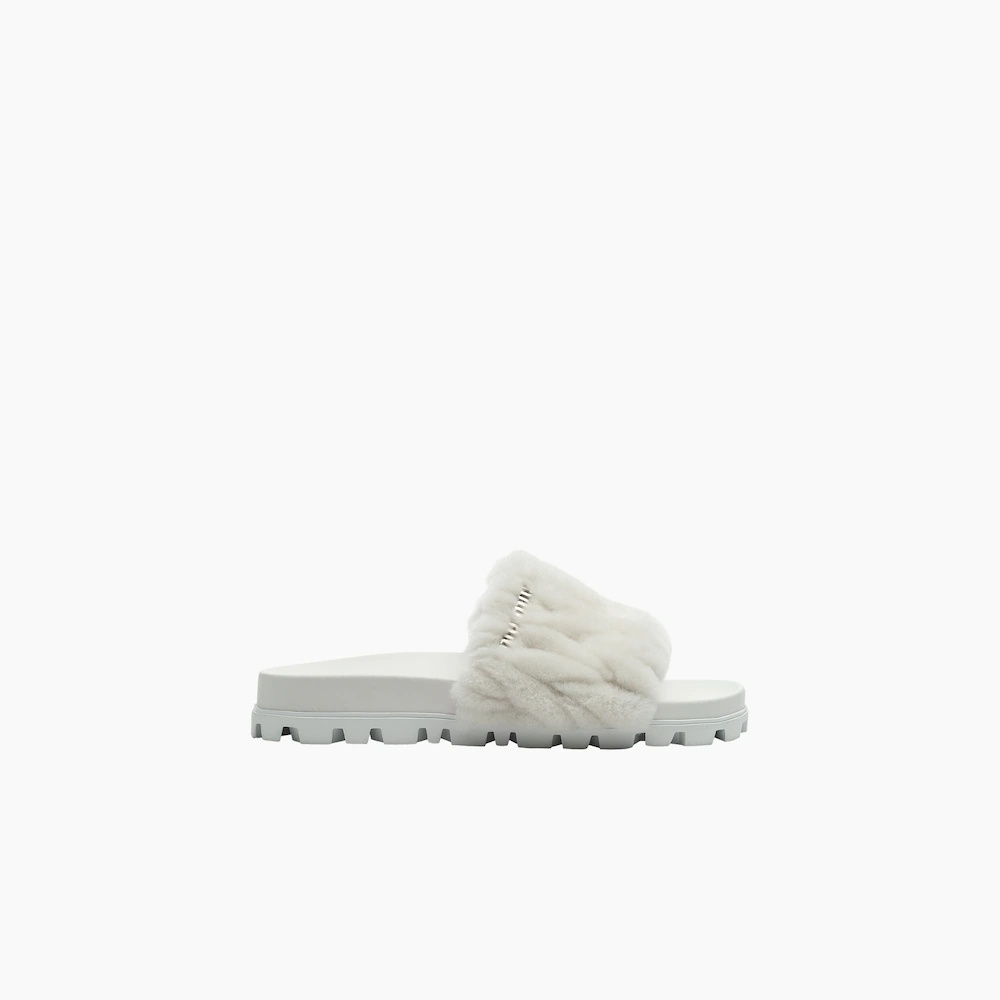 Matelassé shearling slides - 2