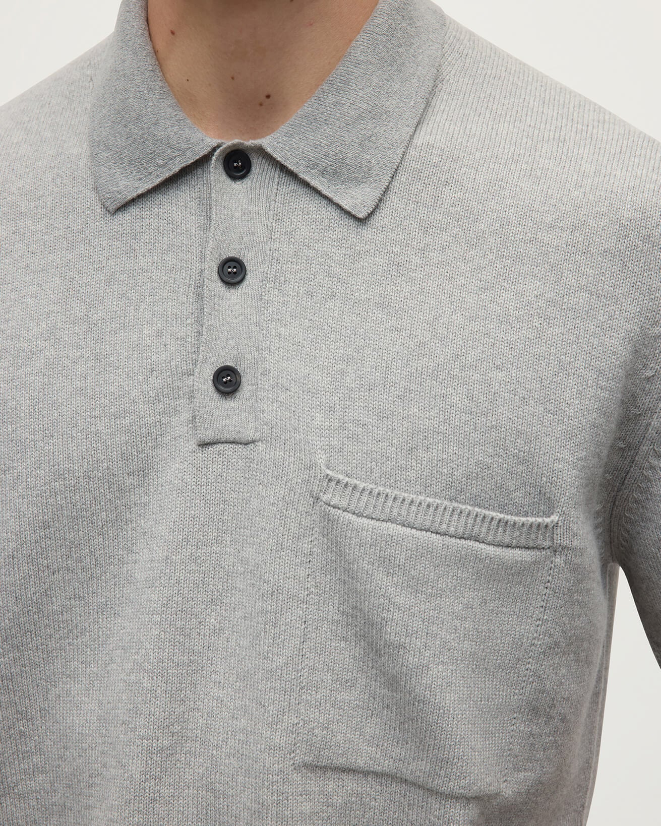 Superfine Merino Relaxed Grey Polo Shirt - 5