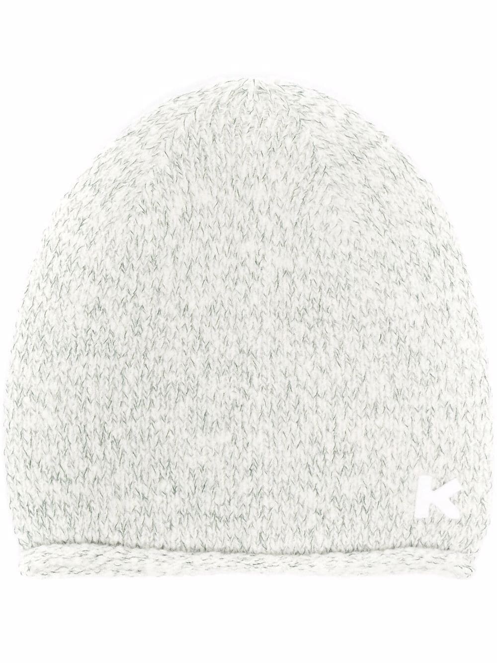 logo-patch knitted beanie - 1