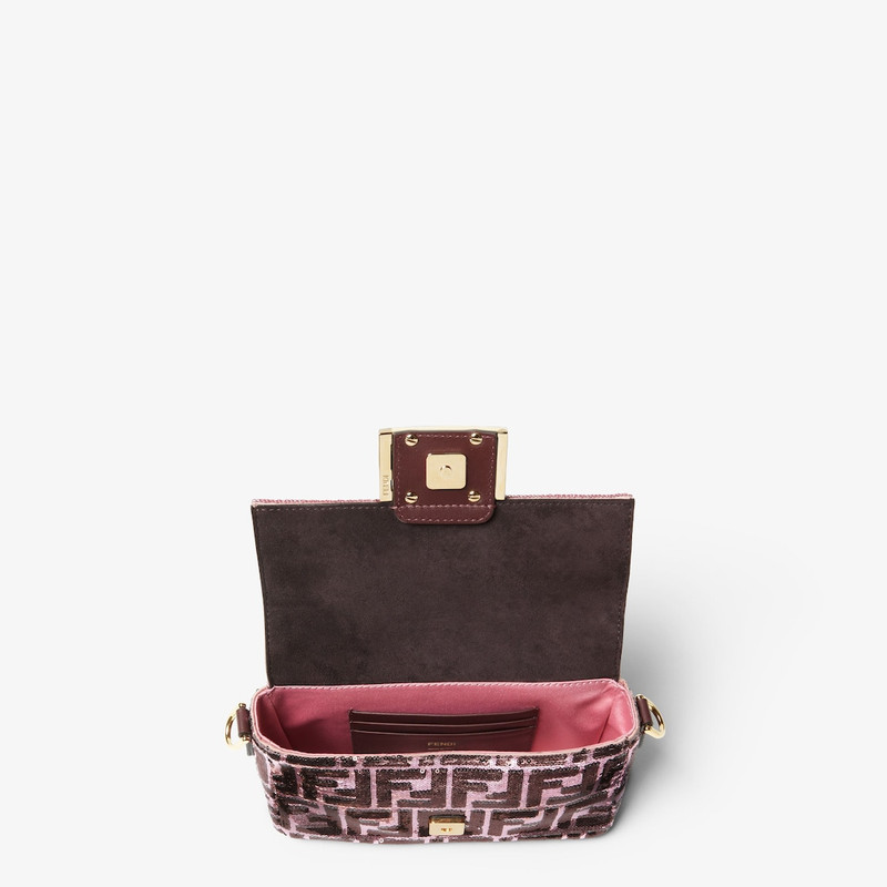 Baguette® Mini Pink and burgundy FF sequin bag 4