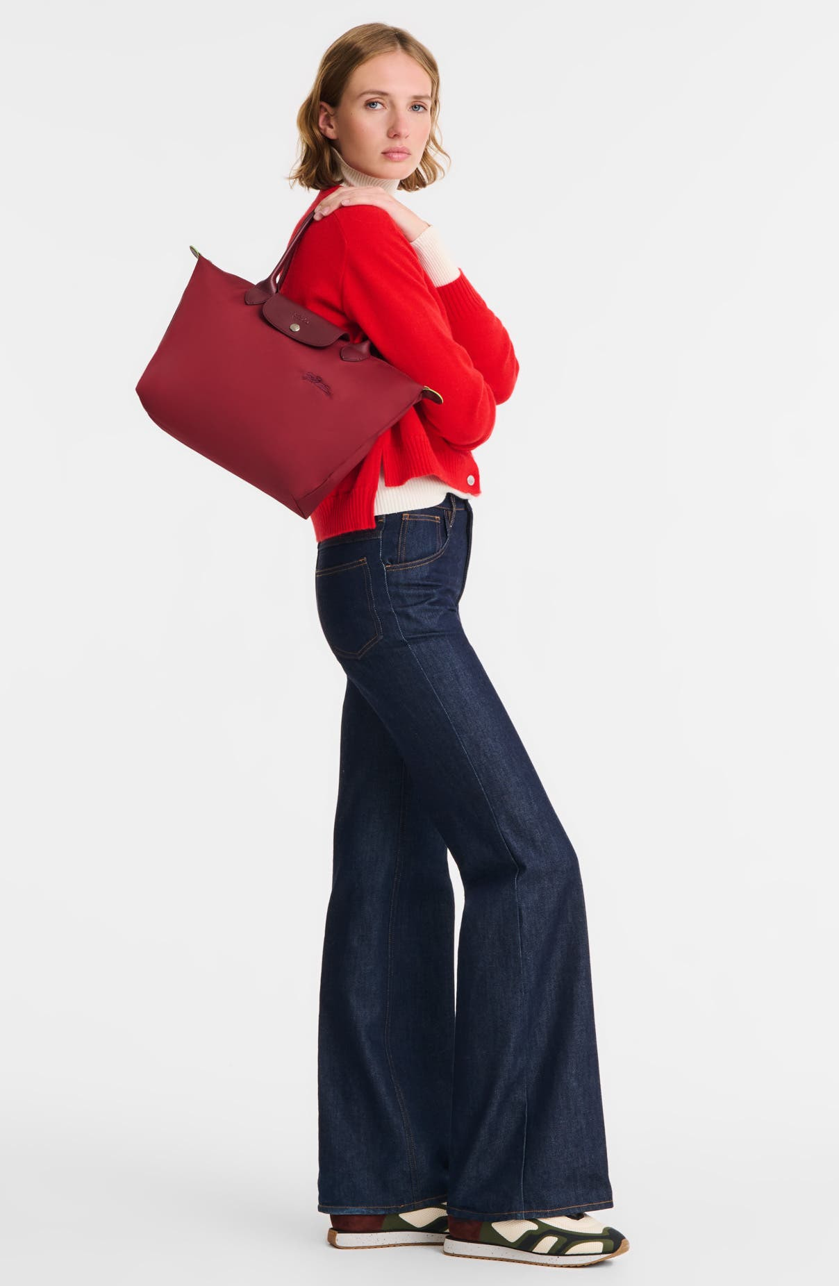 Longchamp Medium Le Pliage Green Recycled Canvas Shoulder Tote Bag in Pomegranate at Nordstrom - 2