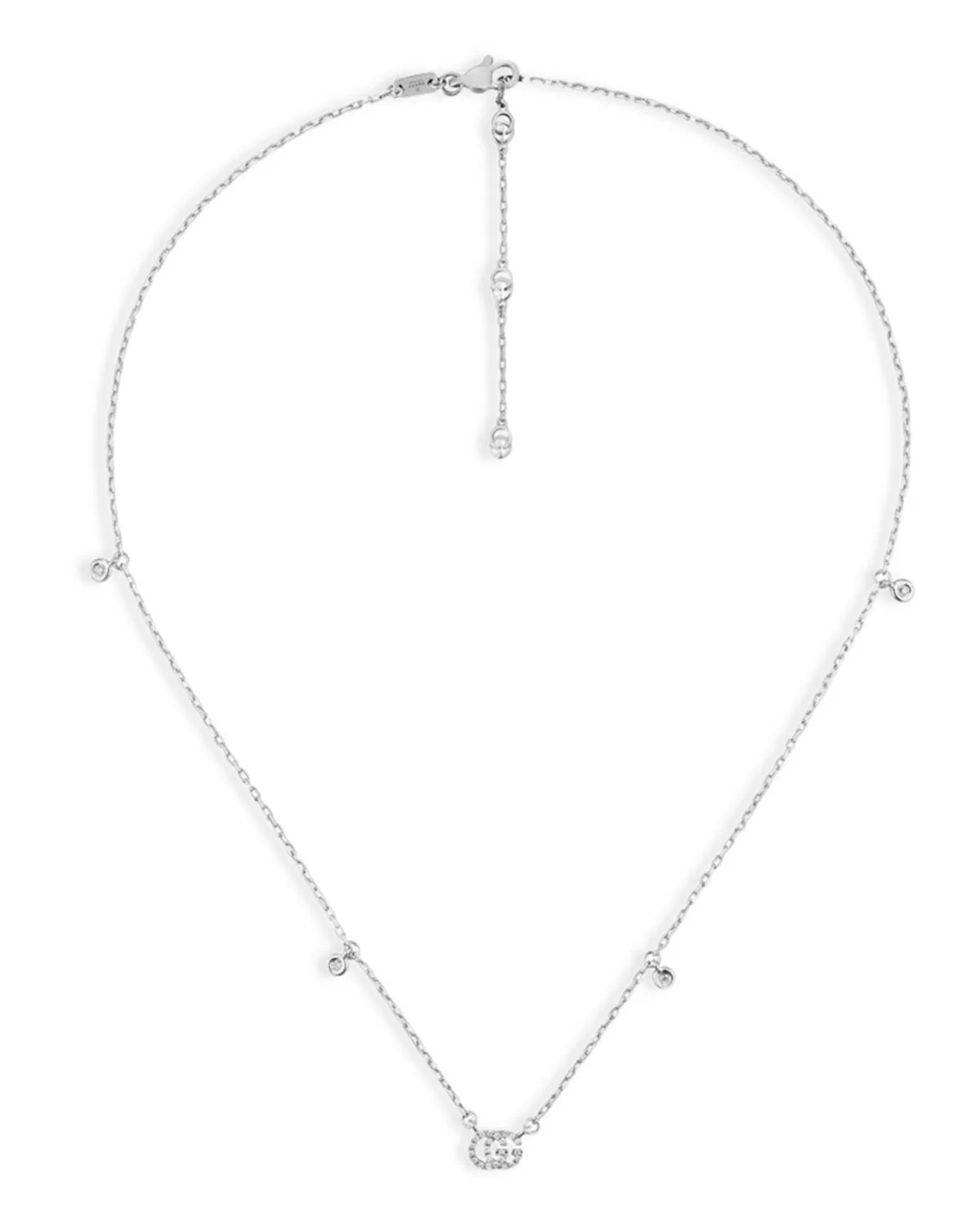 18K White Gold GG Running Chain Diamond Necklace, 14.5" - 1