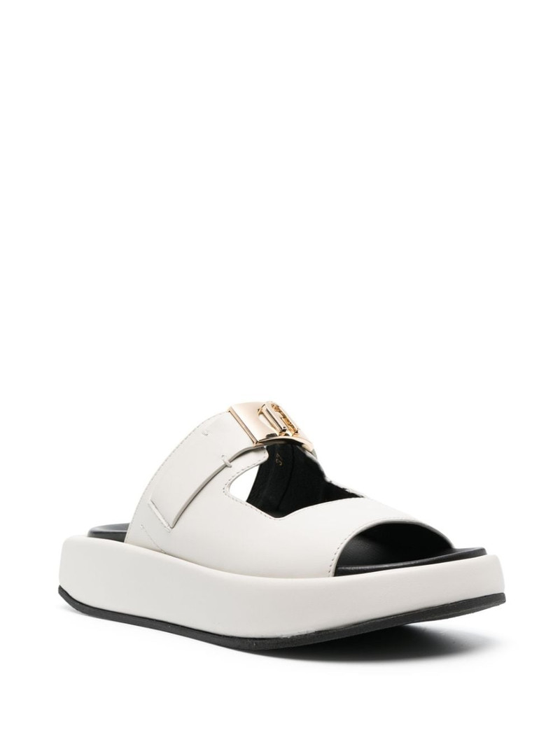 FURLA logo-plaque leather platform slides outlook