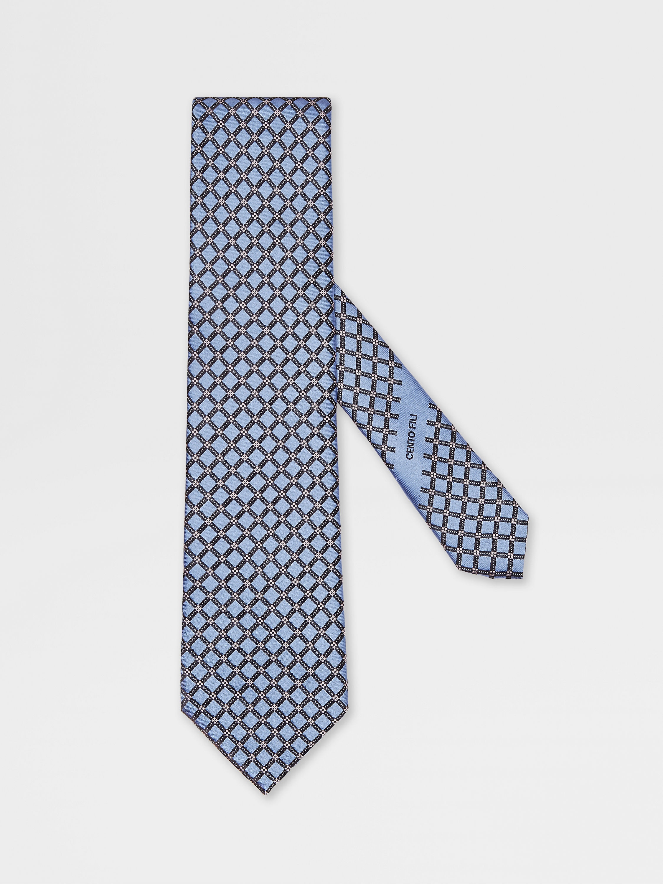 LIGHT BLUE CENTO FILI SILK TIE - 1