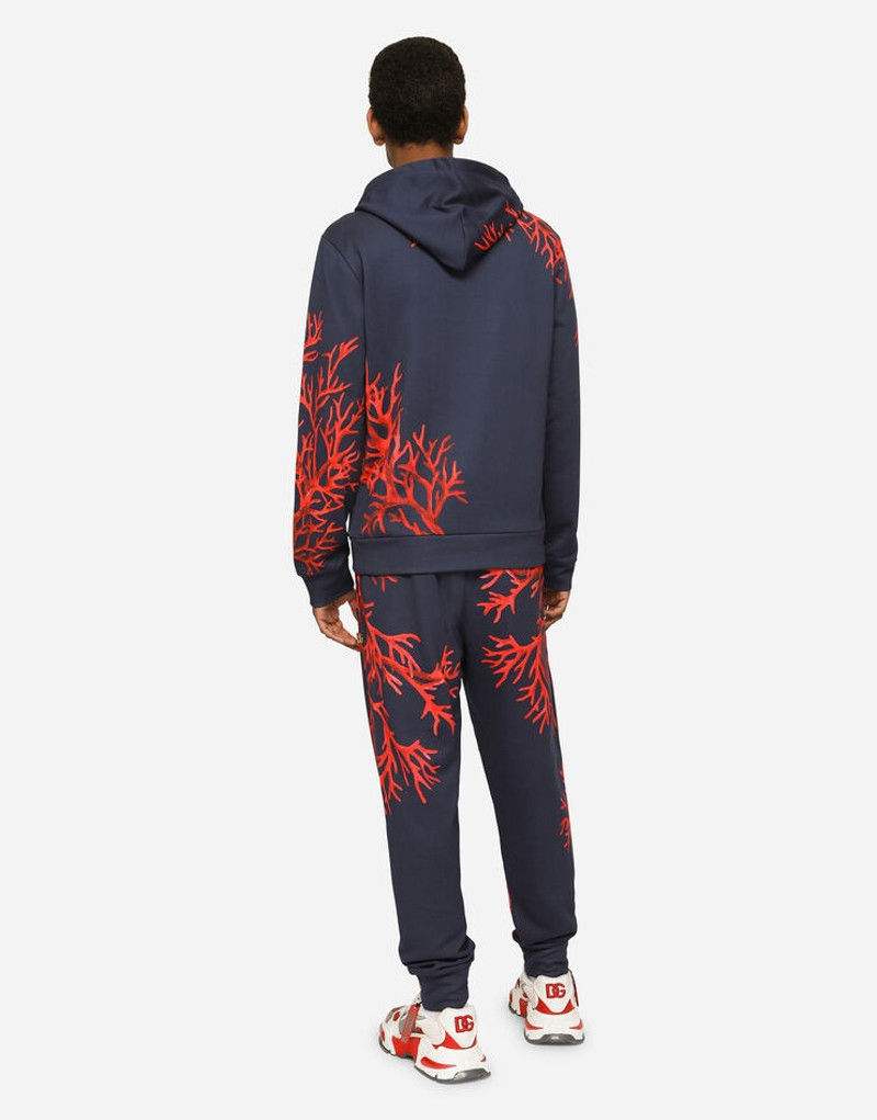 Jersey hoodie with coral print 4