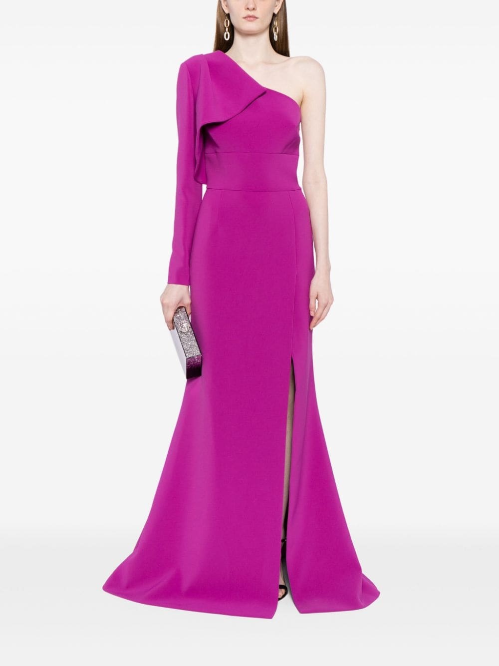 one-shoulder asymmetric gown - 2