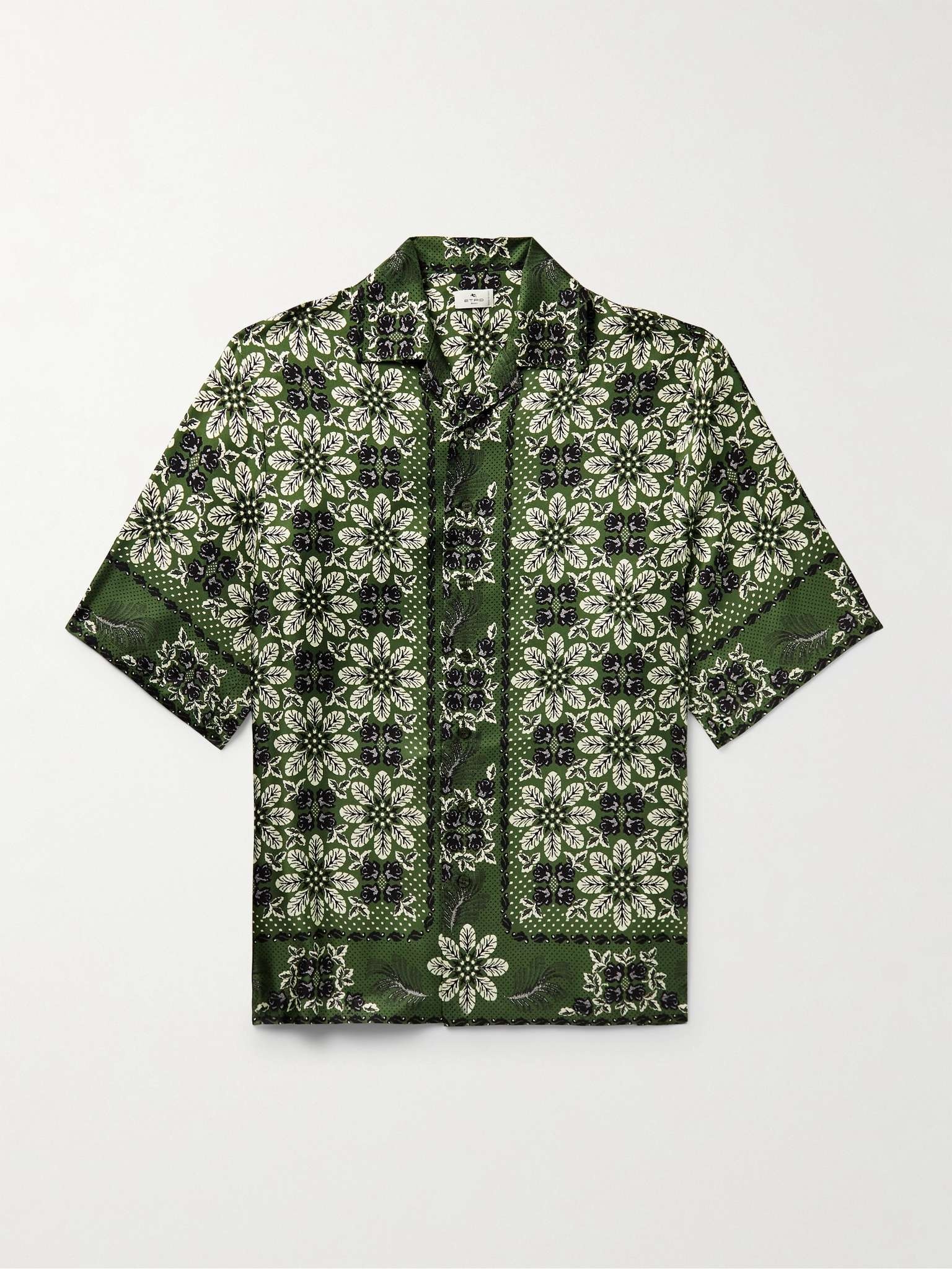 Camp-Collar Printed Silk-Twill Shirt - 1
