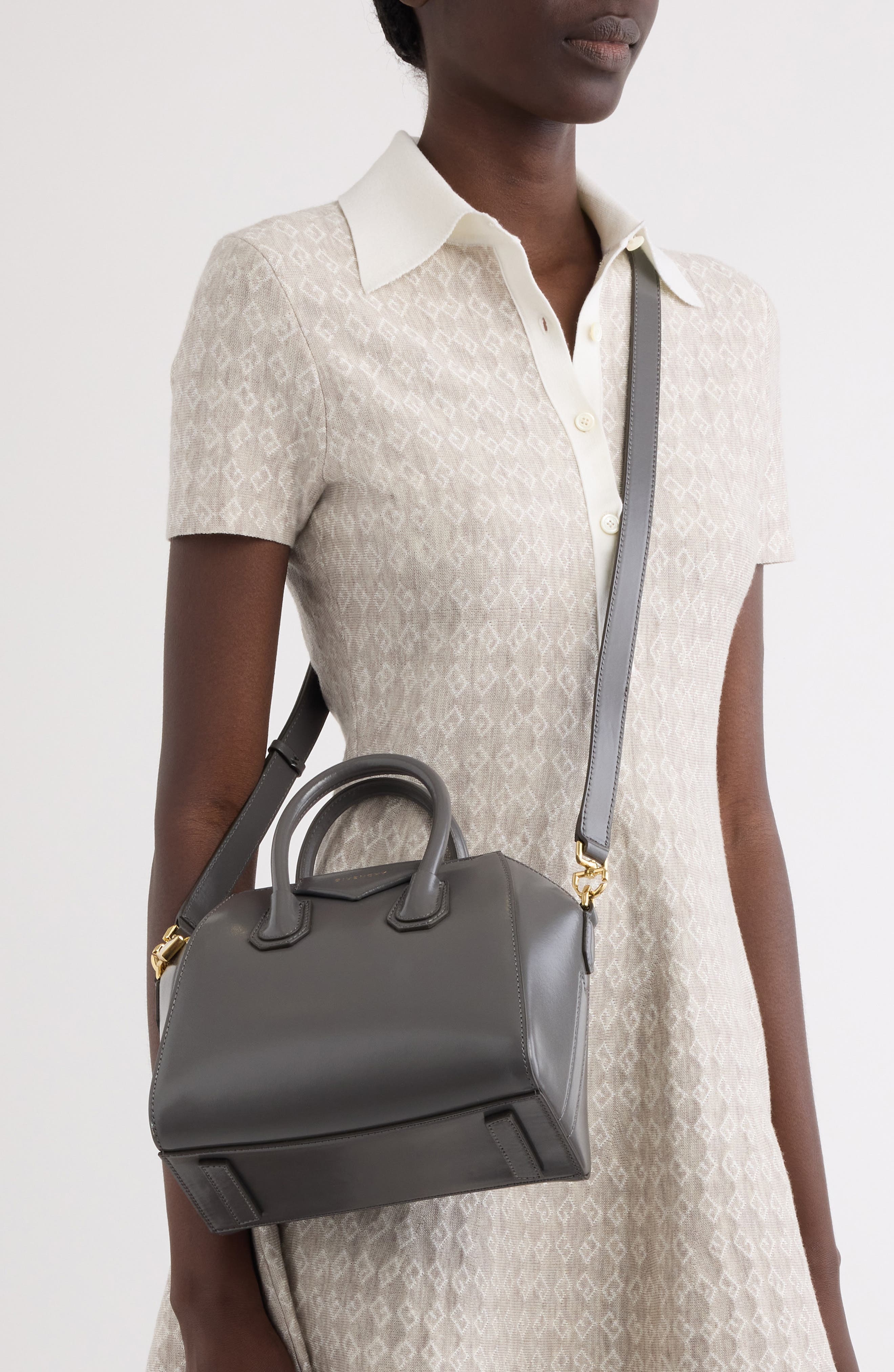 Givenchy Mini Antigona Leather Satchel in Charcoal at Nordstrom - 2