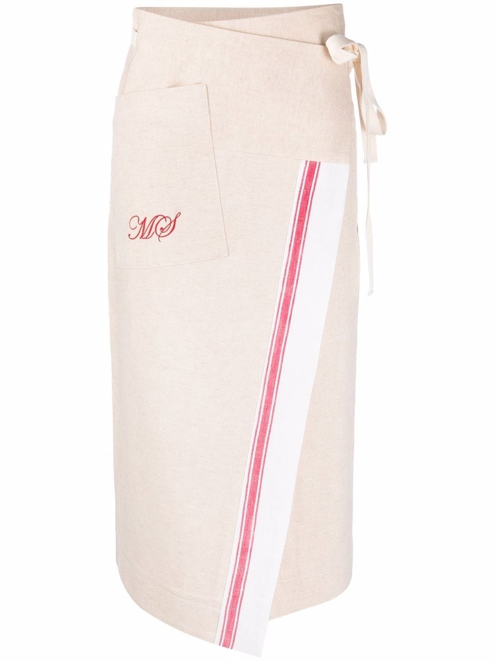 logo-embroidered tea towel wrap skirt - 1