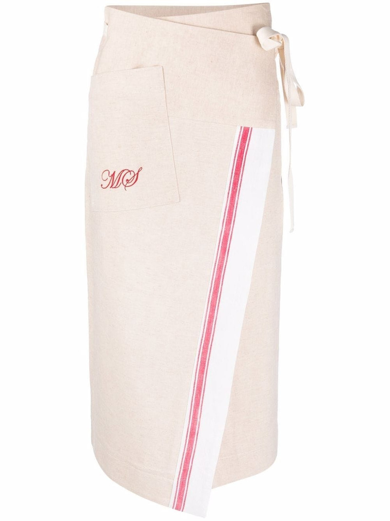 logo-embroidered tea towel wrap skirt 1