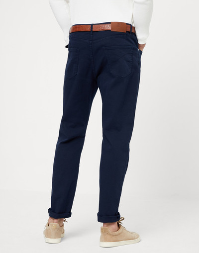 Brunello Cucinelli Garment-dyed comfort denim leisure fit five-pocket trousers outlook